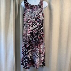 Dana‎ Buchman Dress Snakeskin Leopard Print Midi Womens M